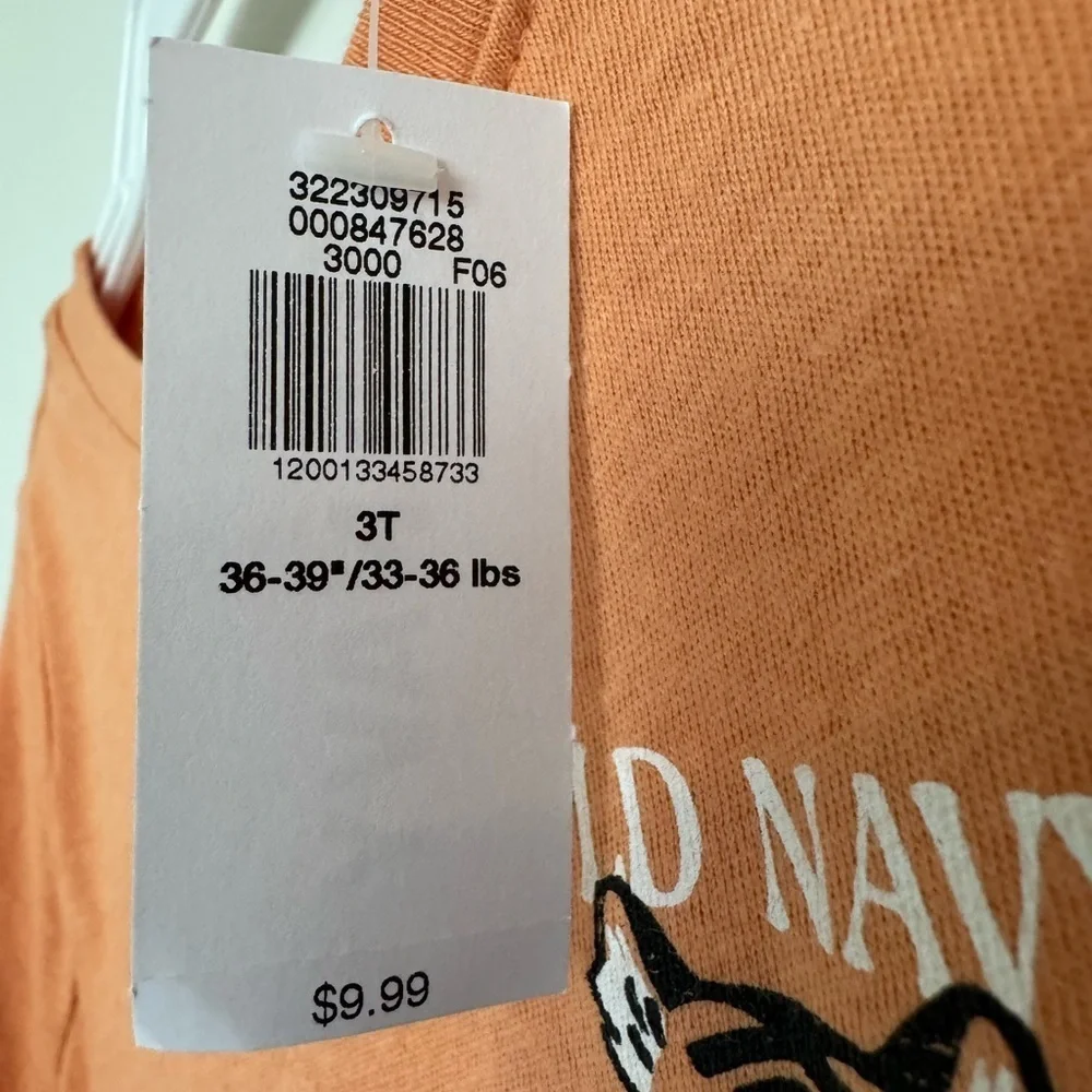 NWT Old Navy Kids Orange T-Shirt Size 3T 100% Cotton